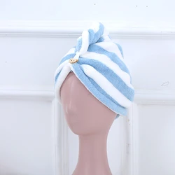 Absorbent custom logo hair dry turban towel with button