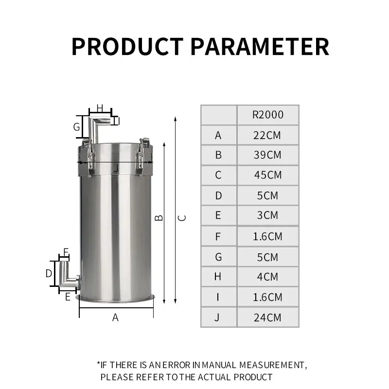 WYIN Aquarium filter bucket fish filter aquarium with  service Fish tank stainless steel filter barrel