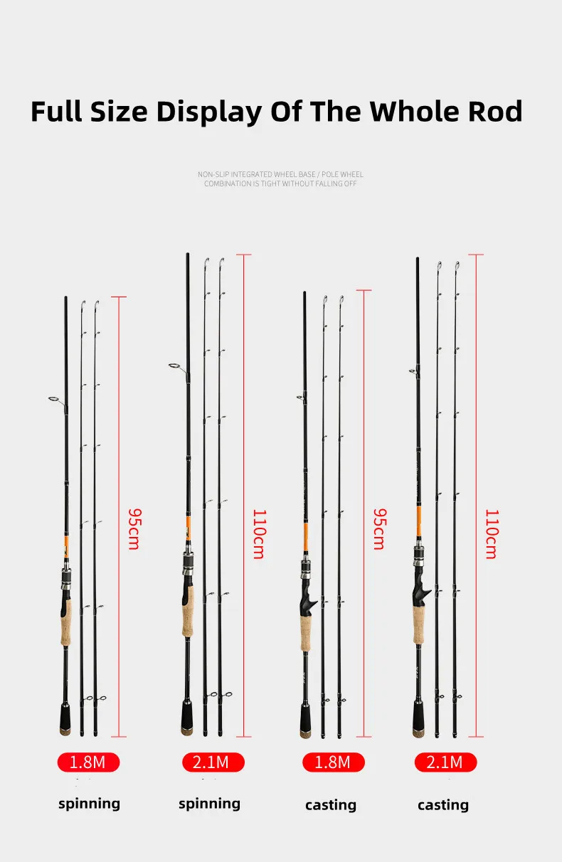 Weihai Freshwater 1.8m 2.1m 2.4m High Carbon Fiber Fishing Rod Spinning/casting Lure Sea