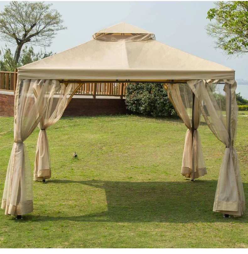 Hot sale 12x10 Garden Metal Roman Soft Top Gazebo with Mosquito Netting