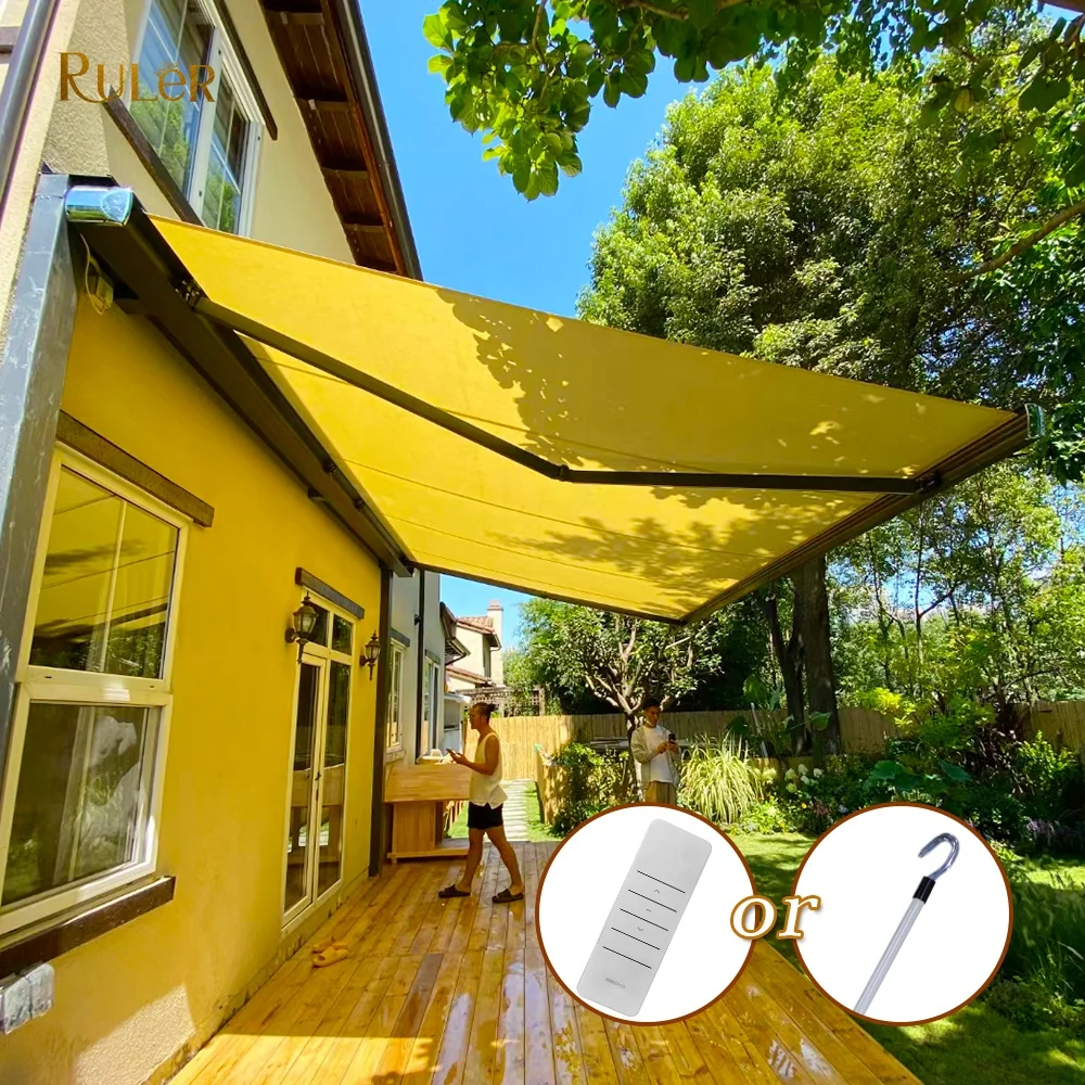Motorized Full Cassette Awning Patio Outdoor Sunshade Retractable