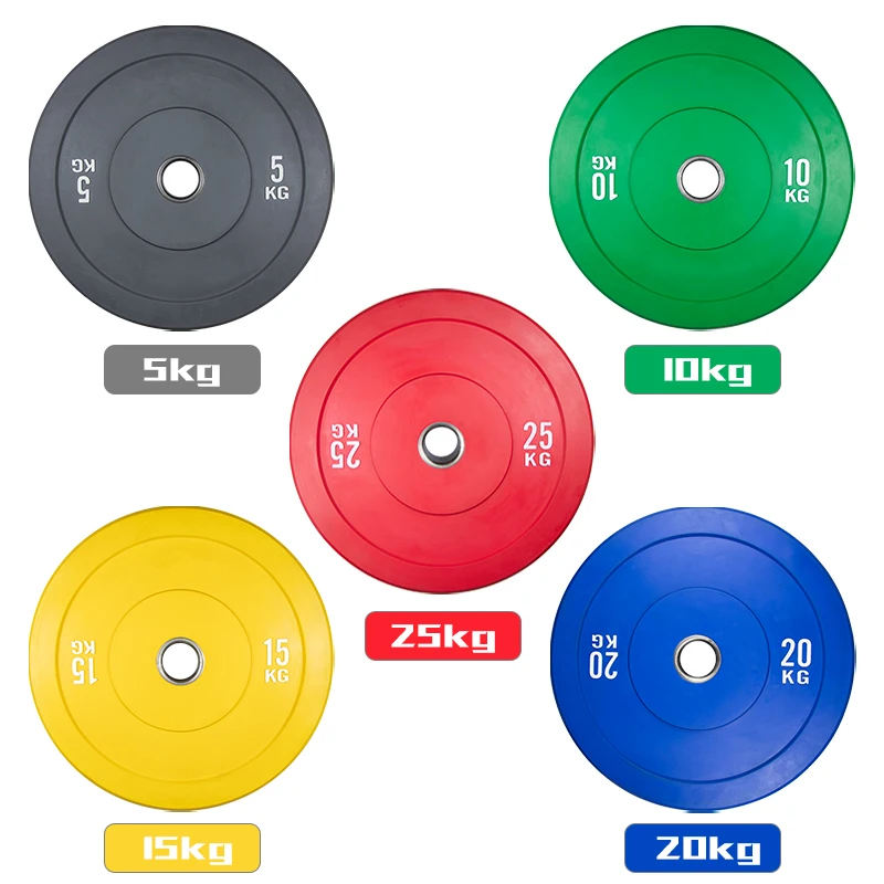 Gym Standard Fitness Calibrated Kg Steel Weight Plates Colorful Gym Weights Lifting Plates Rubber
