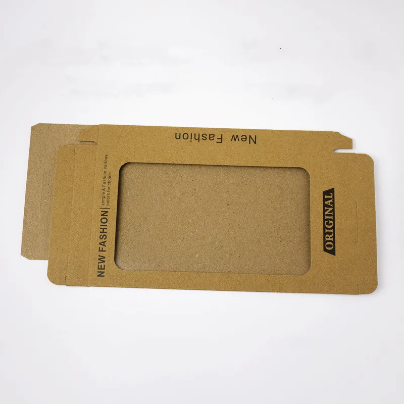 Custom Logo Printing Embossed Window Recycled Kraft Paper Electronic Folding Packaging Box