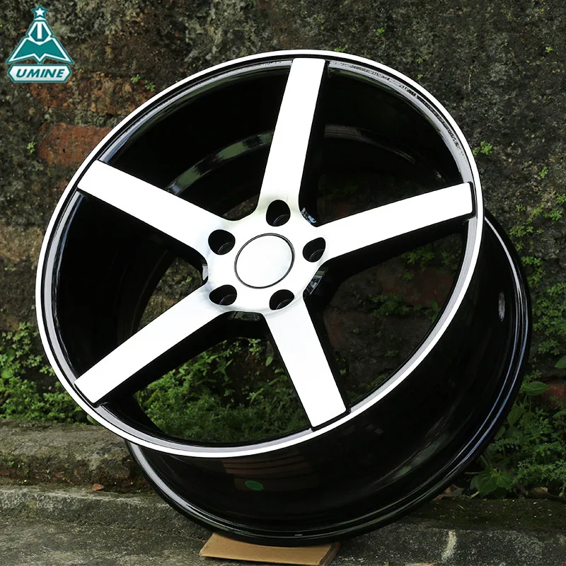Wholesale 5 holes 18 inch pcd 100 et40 aluminum alloy casting aftermarket mag wheel rim black glossy replica car wheels rims
