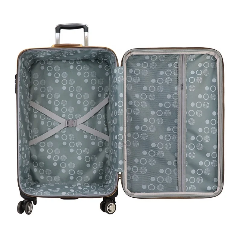 Personalized soft PU leather suitcase set travel luggage sets trolley bags luggage