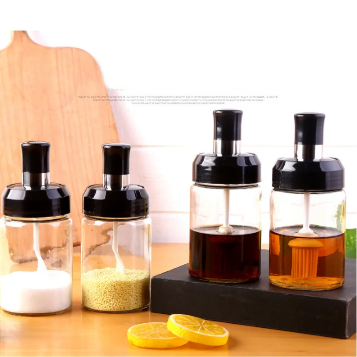 Aeofa household sealed moisture-proof set herb spice storage oil brush honey stick cap glass spice bottles jar with spoon