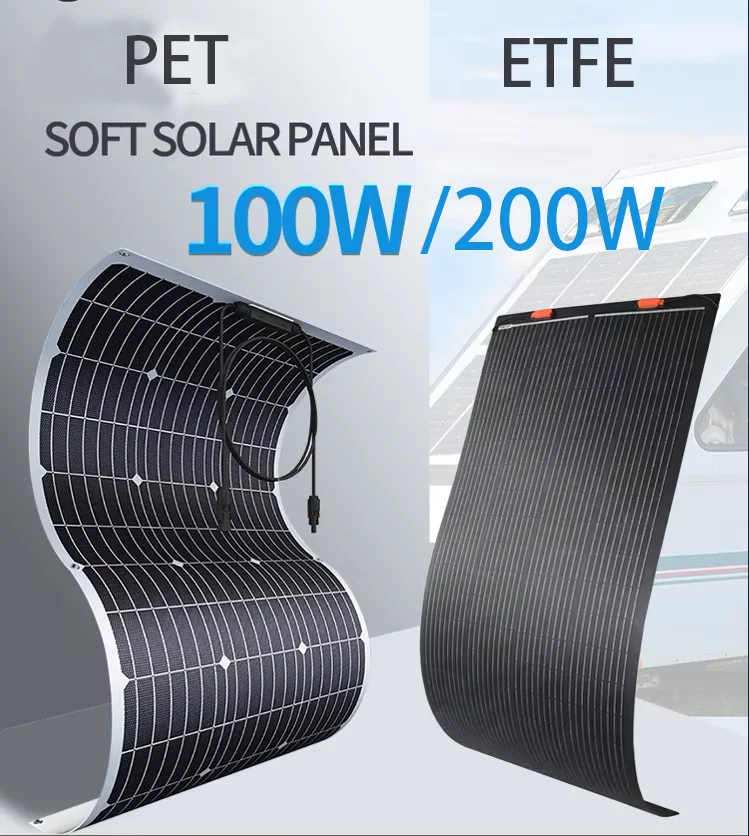 Высокоэффективная 100 ватт ETFE Sunpower 12 В 30 Вт 50 120 150 200 полугибкая солнечная панель