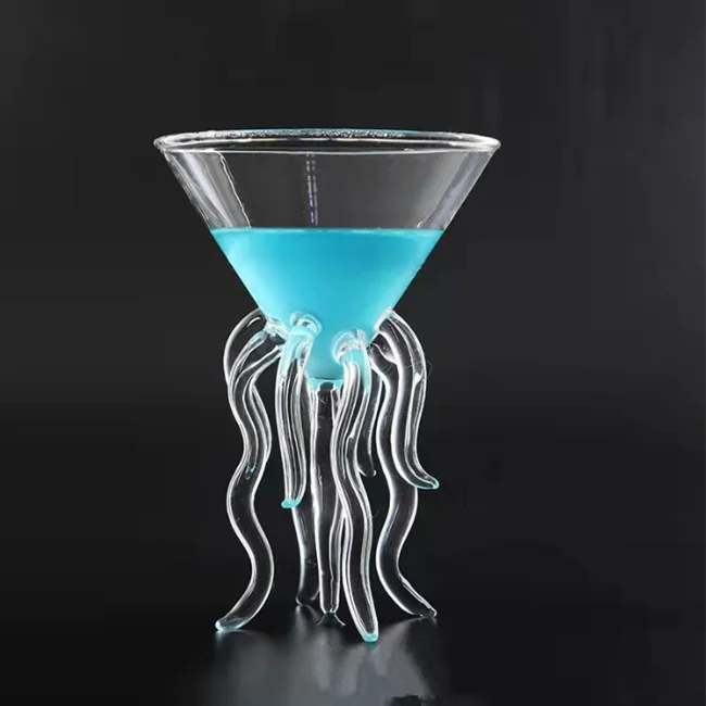 Hot Sale Bar Crystal Unique  Glasses for Cocktails Octopus Bird Shaped Drinking Glass Cup Creative Goblet Wine Glass