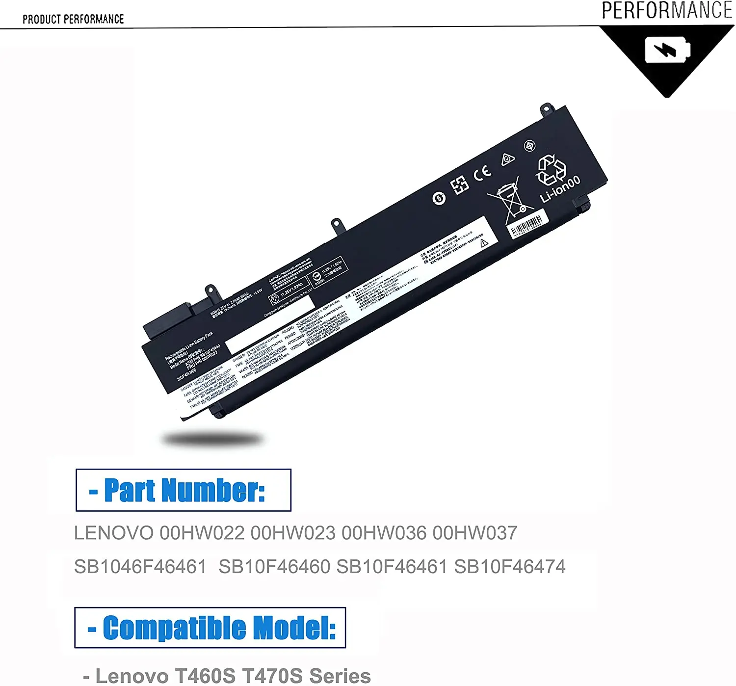 Rechargeable Laptop Battery for HP Notebook Replacement Laptop Battery 00Hw022 For Thinkpad T460S 3Icp4/43/86 Series Battery
