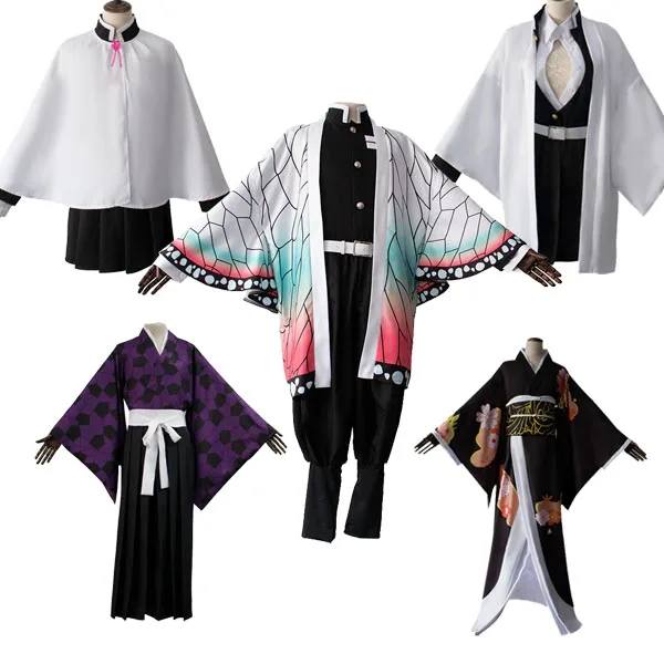 supplier wholesale Two dimensions very popular high quality Obanai Demon slayer boy black and white stripe cloak