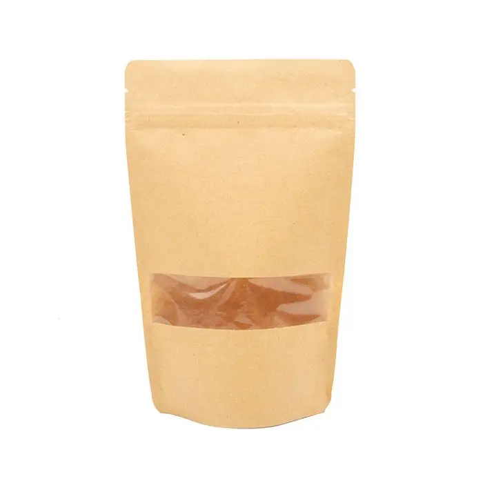 Silver Gold Colorful Food Grade Aluminum Foil Kraft Paper Bags Plastic Packaging Stand Up Pouch with Zip and Window