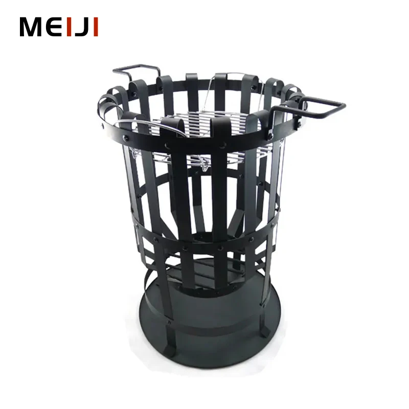 MEIJI Top Seller Outdoor Camping Barbecue Grill Grates Black Painting Charcoal BBQ Basket Shape Cooking Stoves