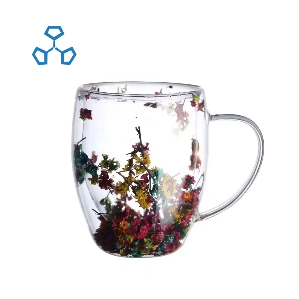 SUNYO Wholesale Creative Transparent Custom Coffee Double Wall Glass Cups With Handle