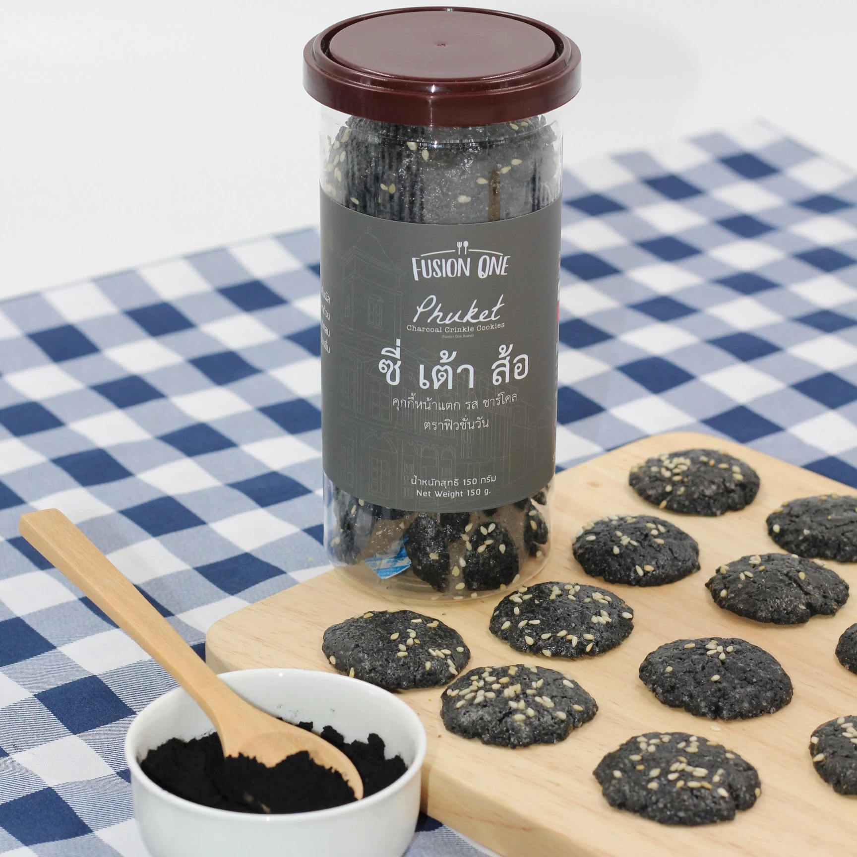 Печенье премиум-класса на Пхукете со вкусом угля, 180-200 г, Fusion One, легкая и вкусная закуска из Таиланда