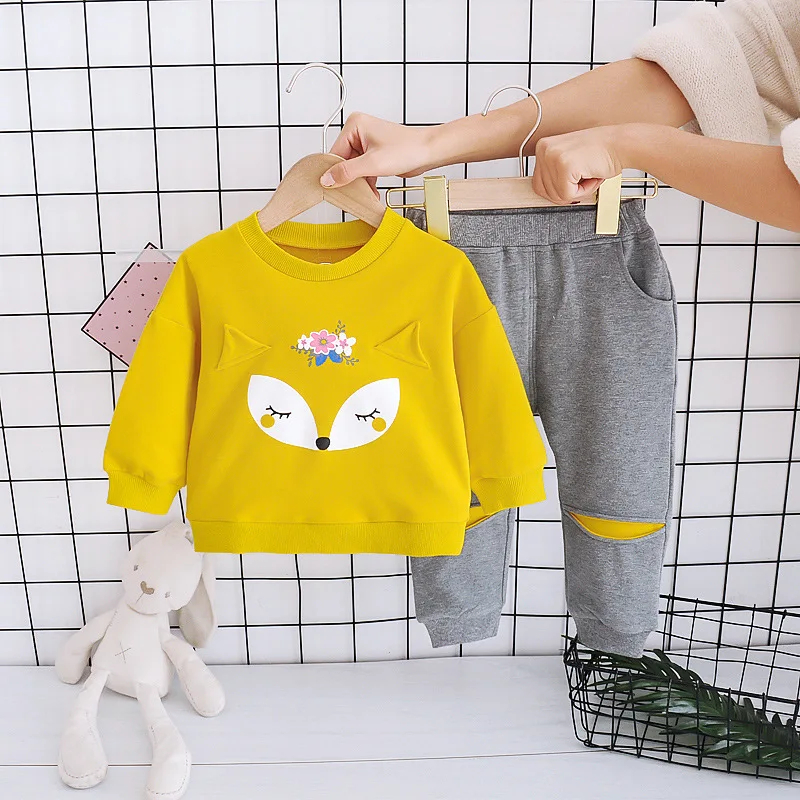 Hot Selling Children Clothing  Smart Casual Autumn Tee Shirt Smart Hooded Girl Winter Sets Kids Sweat Suits Kids Clothes
