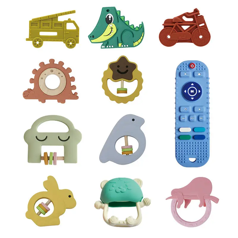 2023 New Arrivals Bpa Free Food Grade Remote Control Shape Teething Sensory Toys Silicone Baby Teethers