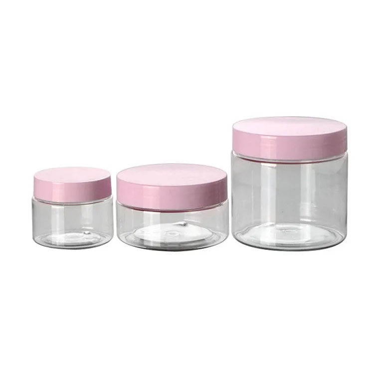 30ml 50ml 60ml 80ml 100ml 120ml 150ml 200ml 250ml 300ml 400ml 500ml Clear plastic jar with colorful lid wholesale Low MOQ Stock