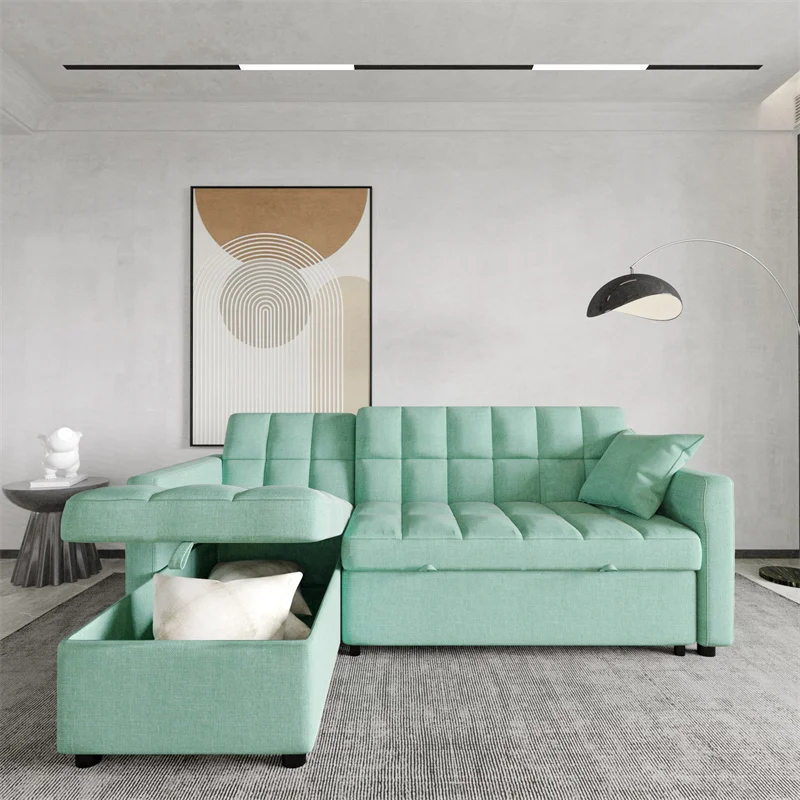 Modern L shaped sofa sectional living room convertible sofa with bed in it