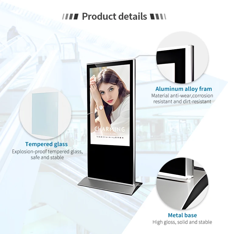 Экран для рекламы 65 дюймов Digital Signage 4K внутренний рекламный экран