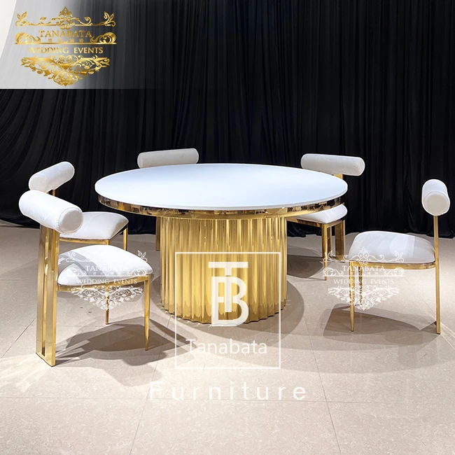 Party Events Stainless Steel Restaurant Round Wedding Table And Chairs
