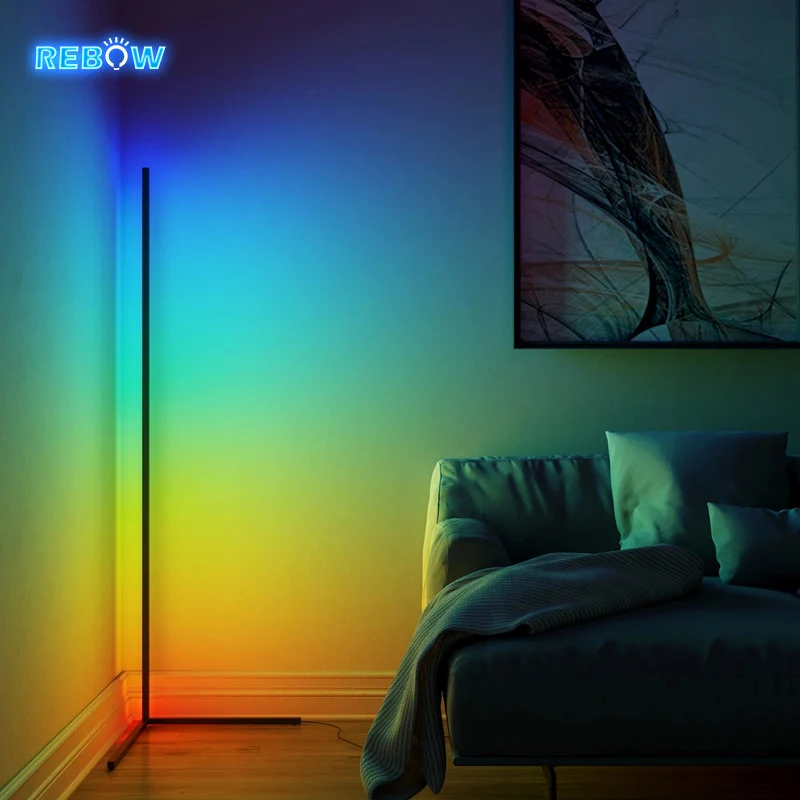  Rebow Прямая поставка гостиничный нордический декоративный стоячий rgb arc гостиная современный дизайнерский Угловой светодиодный Современный напольный