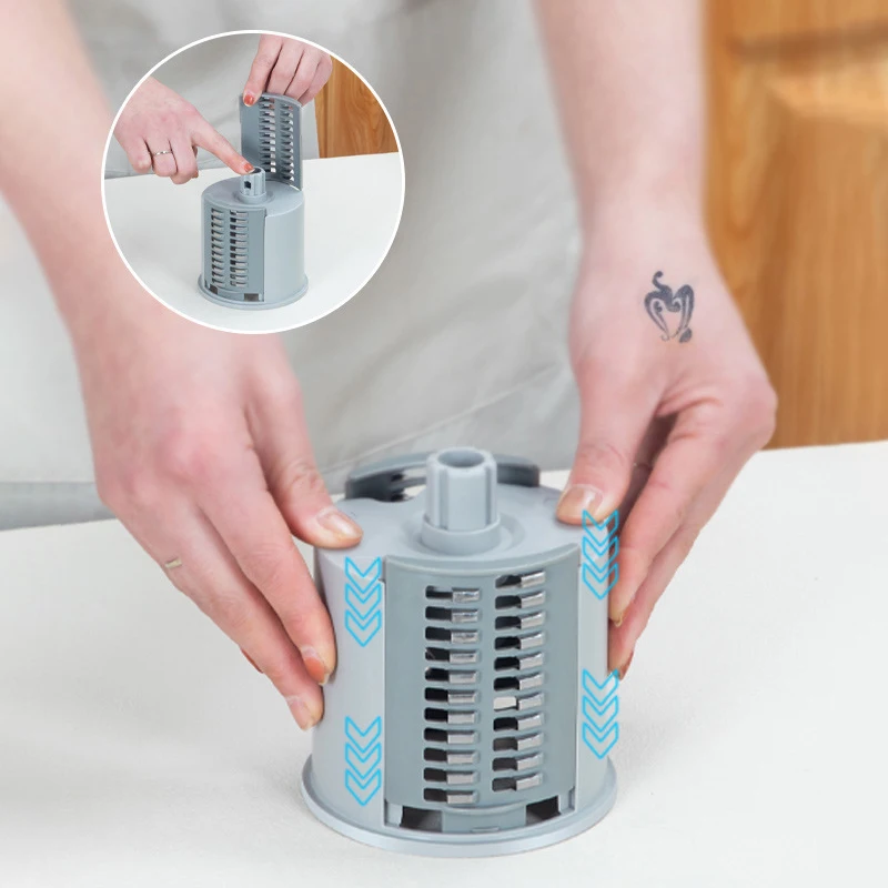 Manual Rotary Vegetable Fruit Tool Countertop Stainless Steel Plastic Drum Blade Cheese Grater Shredder Slicer Chopper Cutter