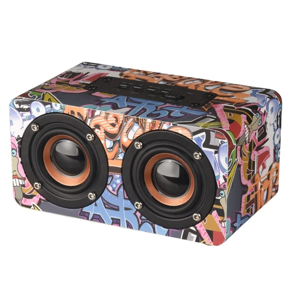 E-TRENDS Newest Perfect Design Portable Wooden Bluetooths Sound Box Wireless Speaker With A Full Customized Wrap