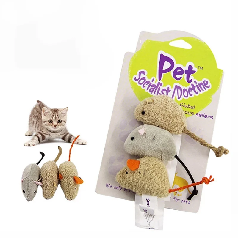 Pet Toy Catnip Mice Shape Cats Toys Fun Plush Mouse Cat Chew Teeth Cleaning Interactive Toy