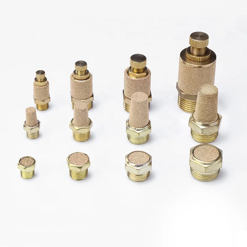 Pneumatic Silencer components BSL-02 flat head/adjustable/pagoda/throttling copper muffler sound filter brass thread connector