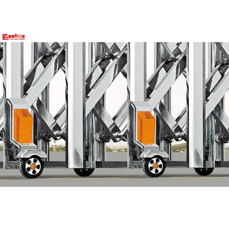 Stainless steel industrial folding gate retractable gate with LED screen telescopic door