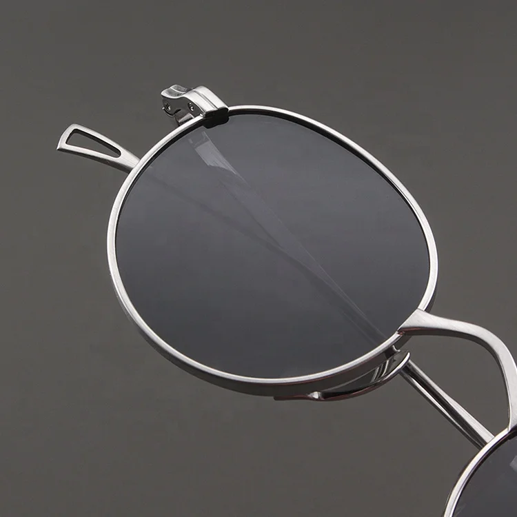 New Fashion Silver Adult Retro Vintage Round Sunglasses Men 100% Titanium Polarized Sunglasses Sun glasses Shades Oculos De Sol