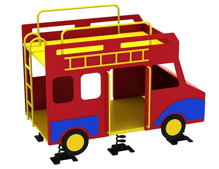 Qiaoqiao small kindergarten outdoor rocking toys spring rider cars kids bus design playground equipment outdoor for children