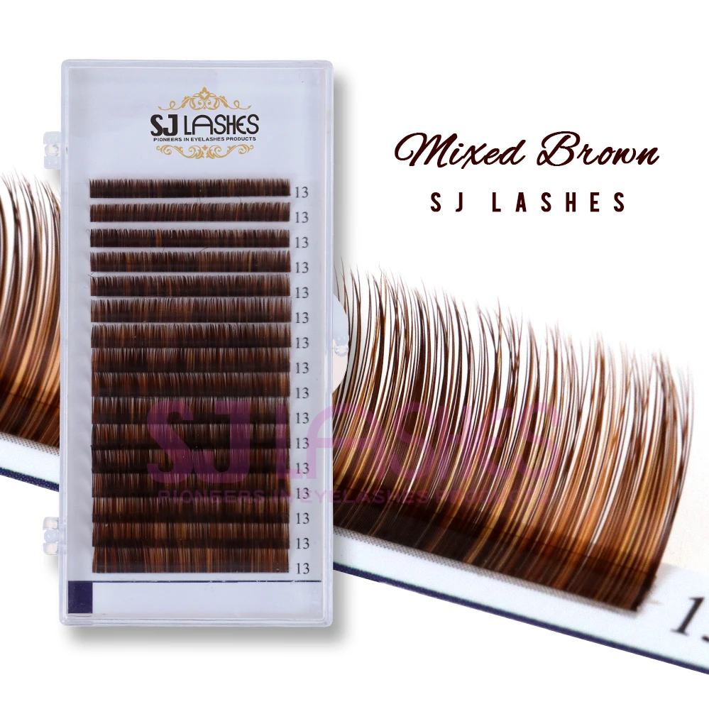Premium Brown Color Mink Eyelash Extension 0.03 0.05 Dark Brown Lashes Lash Trays Brown Single Lash Extensions