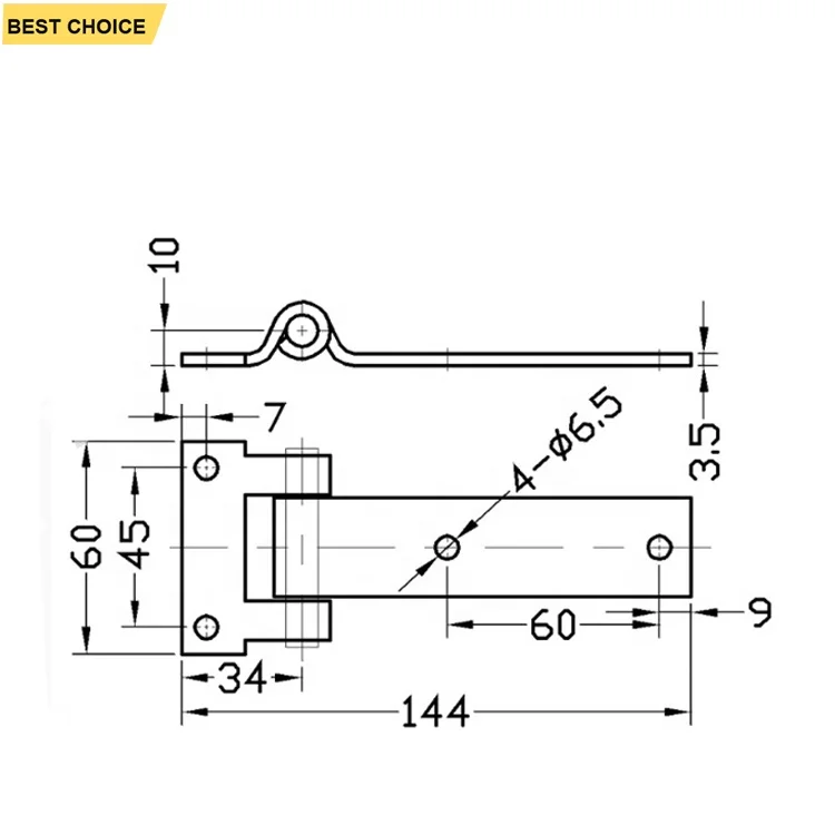GL-13125 Trailer Truck RV Rear Door Hardware Zinc Plated T Strap Trailer Door Hinge