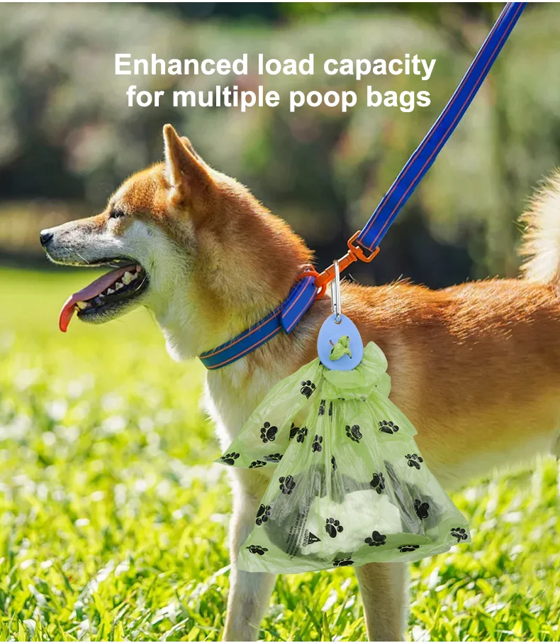 Custom Logo Doggy Leather Silicone Waste Bag Dispenser Waterproof Dog Pet Poop Bag Holder For Leash