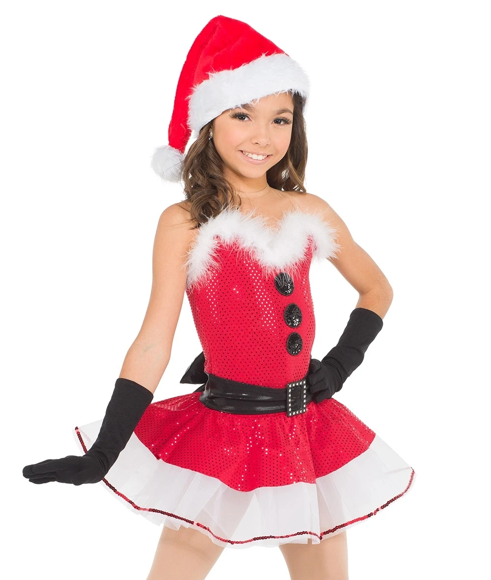 Рождественский красный и зеленый костюм для джазовых танцев без рукавов с блестками, Рождественский детский костюм