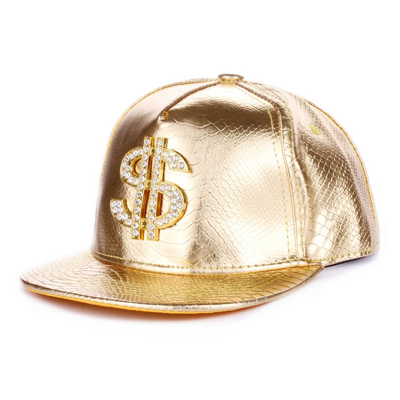 New Fashion Rock Crocodile Flat Brim Dollar Leather Hip-pop Baseball Cap Snapback Hat