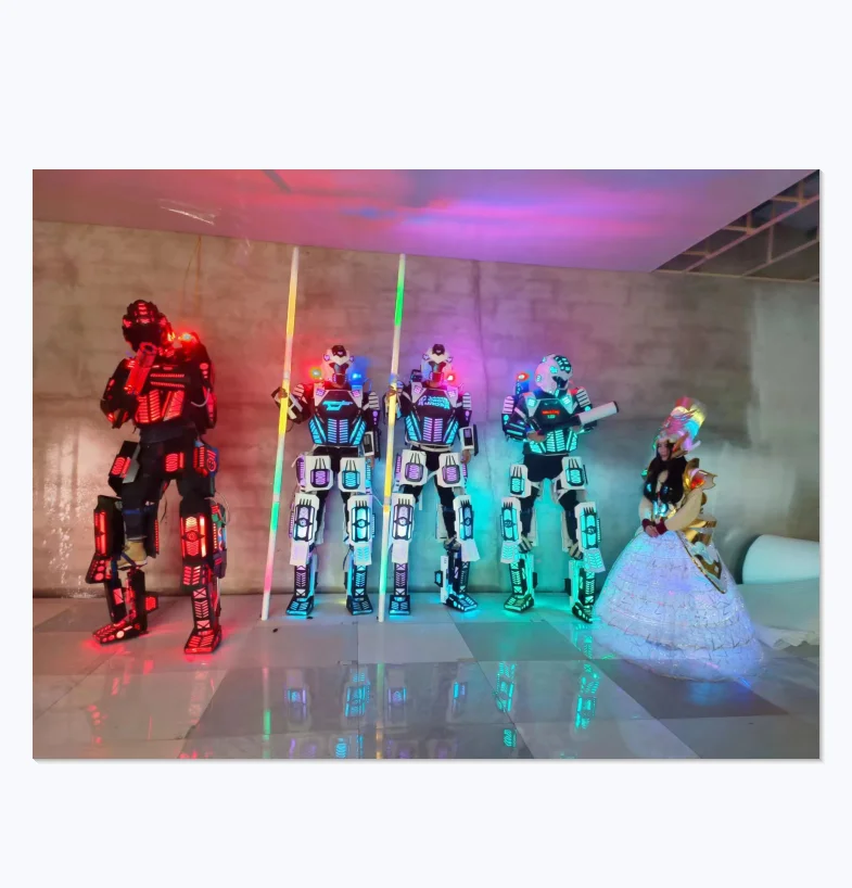 New style Costume Robot Led Costume Adult Party Robot Led Suits Ballroom LED Stilt Robot  with led sticker