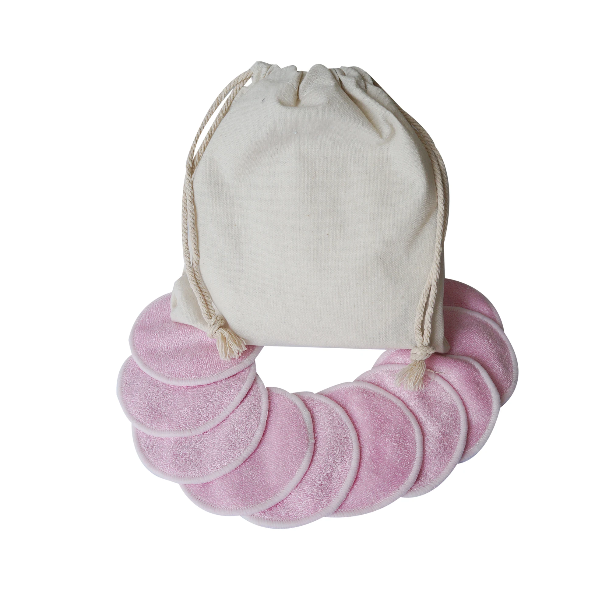 
Wholesale Bamboo Terry Makeup Remover Pads with Storage Bag 