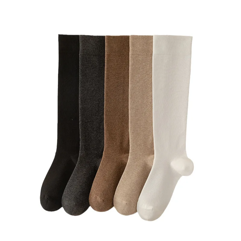 solid women hosiery fashion girl hosiery socks autumn fall knee high girl socks hosiery ins thin leg socks