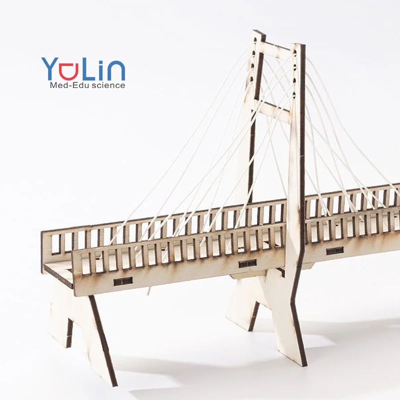 DIY Assembly Cable Stayed Bridge Model Kits Montessori Educational Wooden Toys Science Learning Experiment Kids Toys