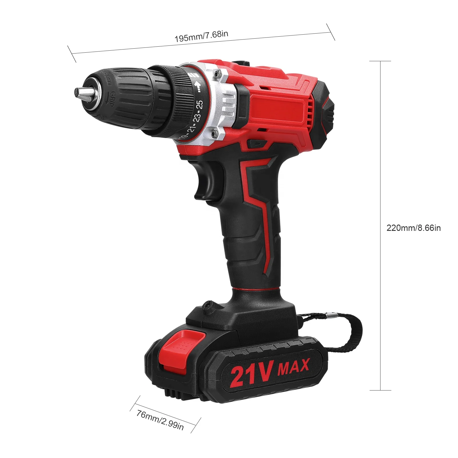 Household Multifunctional 21V Electric Drill 2 Speeds Control Stepless Speed Regulation Rotation Ways
