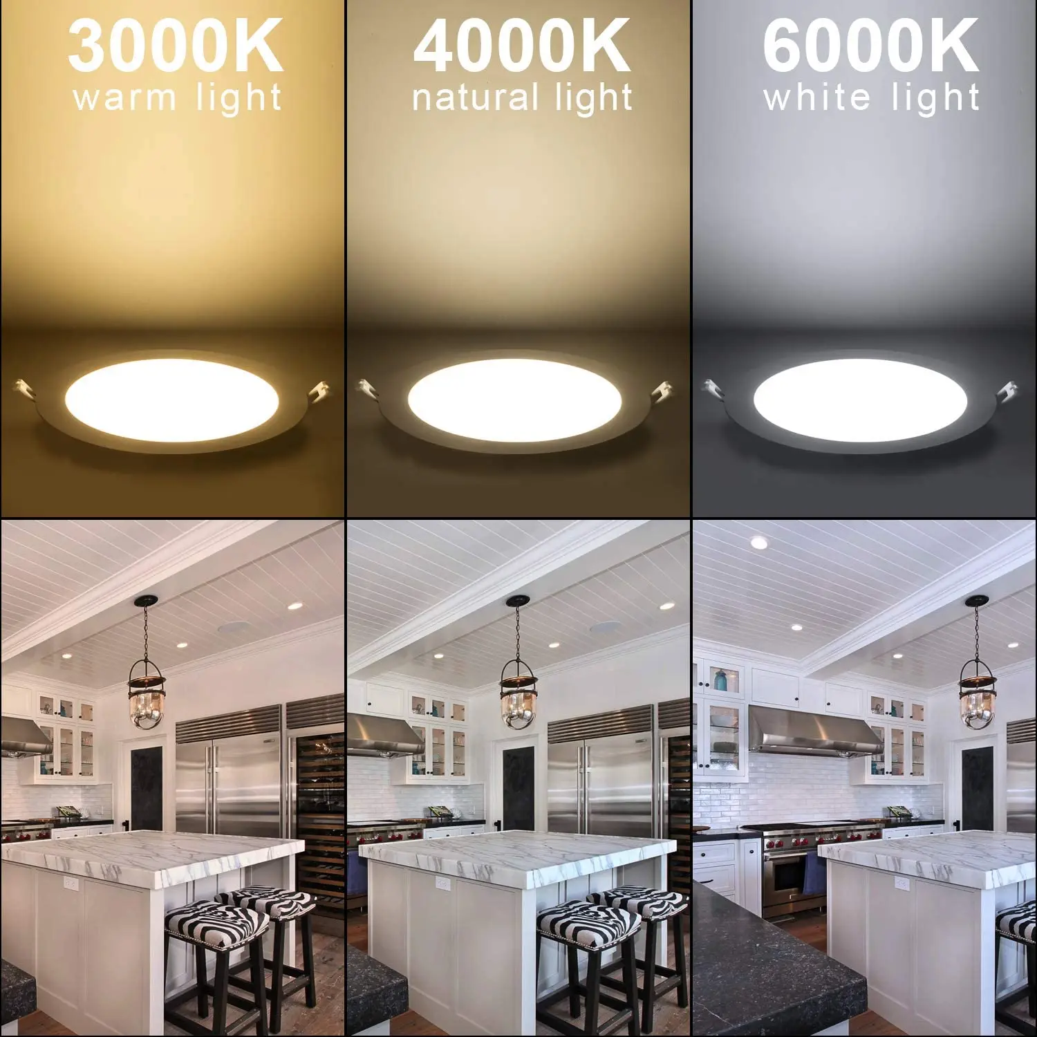 4 6 inch LED Ceiling Panel Light Dimmable ETL 120V 9W 12W 3CCT