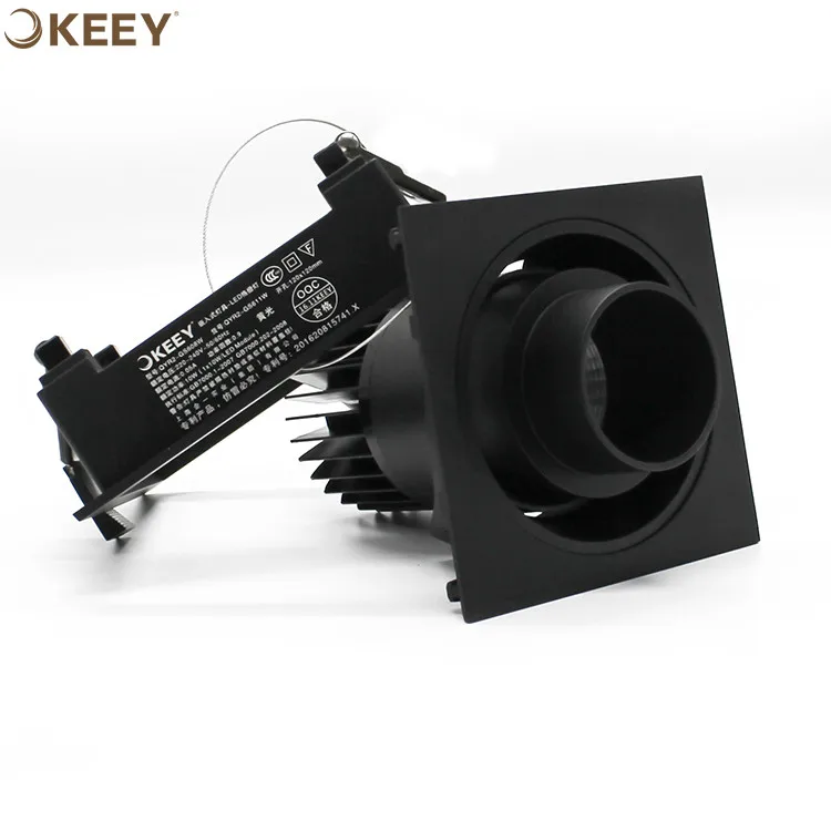
2020 Keey new arrival led grille panel light black led grille lamp 10w square led grille downlight indoor GS611 