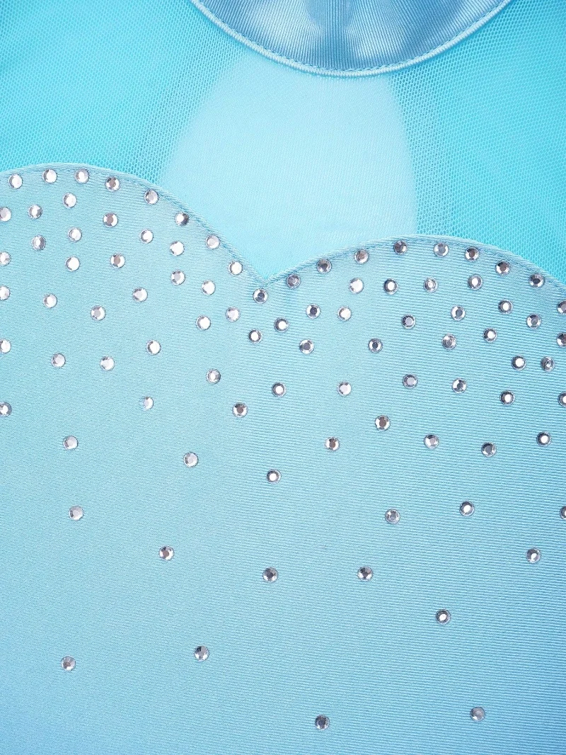 6-16 Years Kids Girls Stylish Clothing Latin Ice Figure Skating Dress Performance Wear Hollow Back Samba Dancing Dress