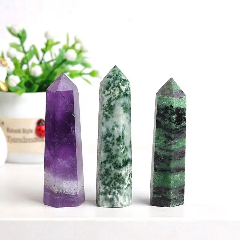 4-8cm Factory Wholesale Crystals Point Rose Quartz Amethyst Fluorite Tower Natural Healing Crystal Wand for Meditation