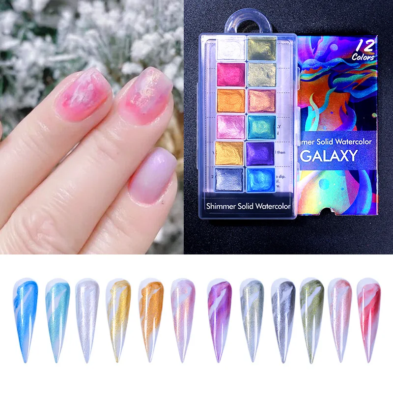Nail Solid Pigment Watercolor Blue Purple Manicure Decor Metallic Paint Draw Chrome Glitter Powder Decor Nail Pigment
