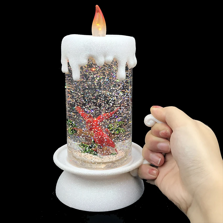 TOP quality led Christmas ornament acrylic candlesticks with bird inside