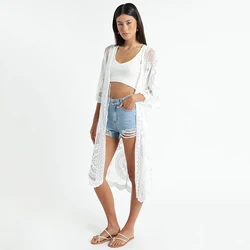 Lace Wholesale Swimsuit Cover Ups Blouse Women Tops Long Open Abaya Kimono