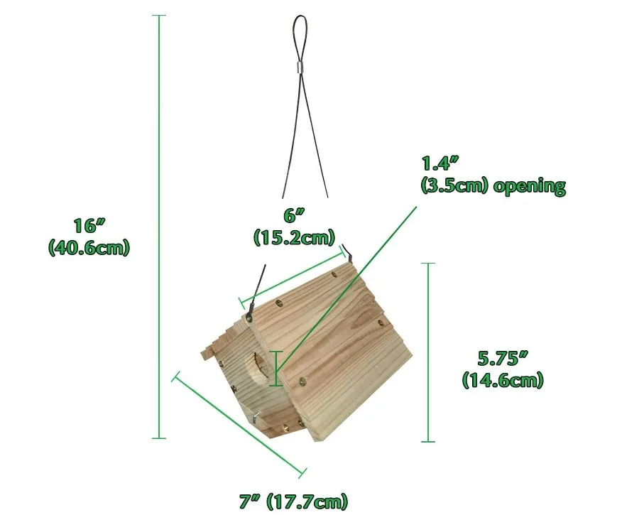 
Factory Directly Wholesale Natural Ventilation Wooden Outdoor Hanging Wood Bird Houses 